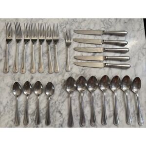 Oxford Hall CRYSTAL PALACE Bead Edge Stainless Korea Flatware Lot Of 24